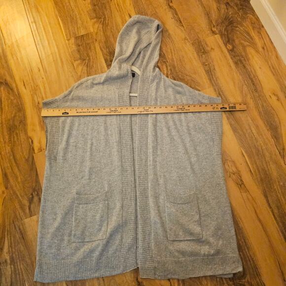 Cashmere Charter Club Luxury M Gray Poncho Oversized With Hoodie. Soft Warm Flaw - Picture 5 of 14